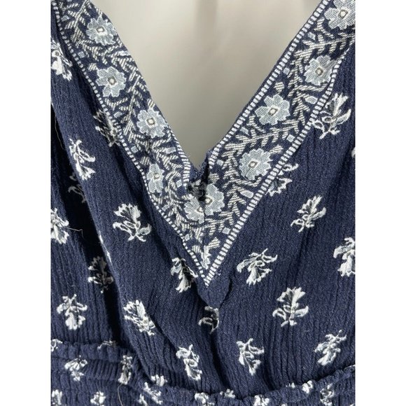 Aeropostale Women's Blue White Floral Sleeveless Knit Tunic Top Shirt Medium - Picture 3 of 12